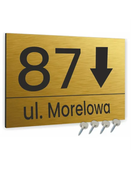 Tabliczka Tablica ADRESOWA ALUMINIOWA KIERUNKOWA złota 40x30 cm dibond