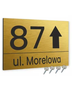 Tabliczka ADRESOWA Z TWOIM ADRESEM STRZAŁKA NUMER dibond złota 40x30 cm