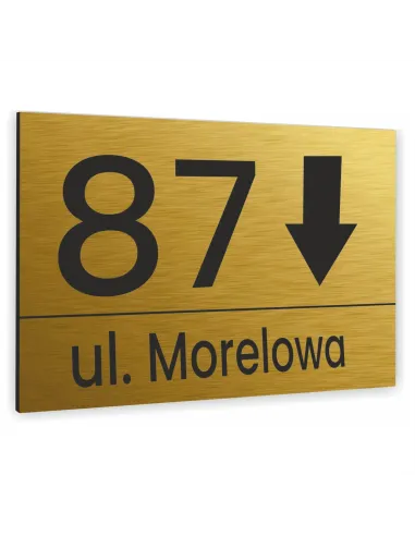 Tabliczka Tablica ADRESOWA ALUMINIOWA KIERUNKOWA złota 40x30 cm dibond