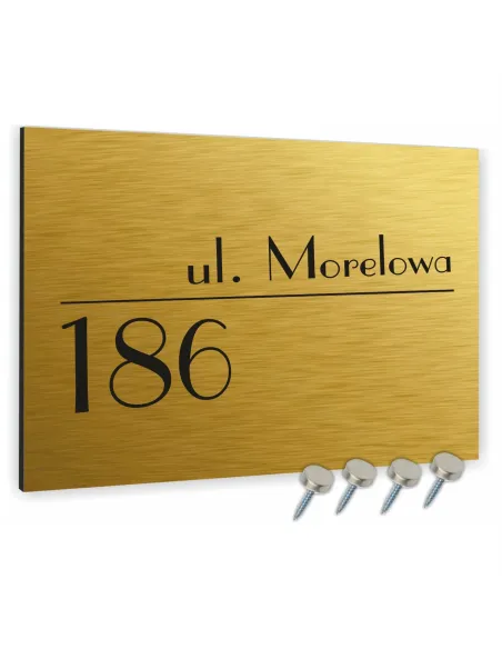TABLICA tabliczka ADRESOWA Z NUMEREM DOMU 40x30 cm złota dibond