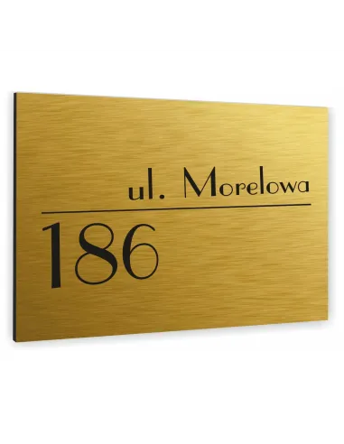 TABLICA tabliczka ADRESOWA Z NUMEREM DOMU 40x30 cm złota dibond