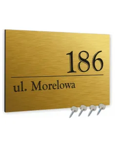 NUMER NA BUDYNEK dom Tabliczka INOX kolor złoty ALUMINIUM 3D 40x30 cm dibond