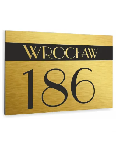 TABLICA ADRESOWA METAL NUMER DOMU POSESJI dibond złota 40x30 cm