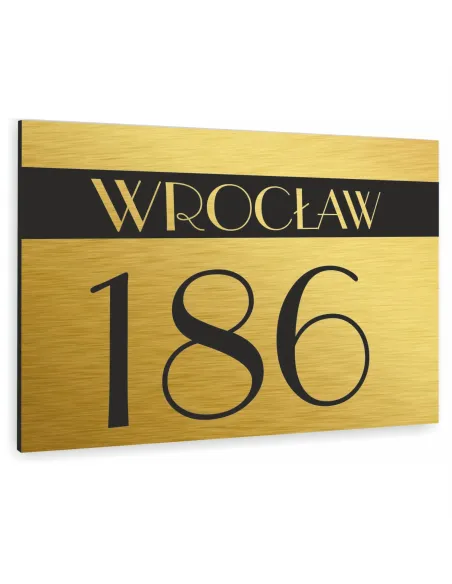TABLICA ADRESOWA METAL NUMER DOMU POSESJI dibond złota 40x30 cm