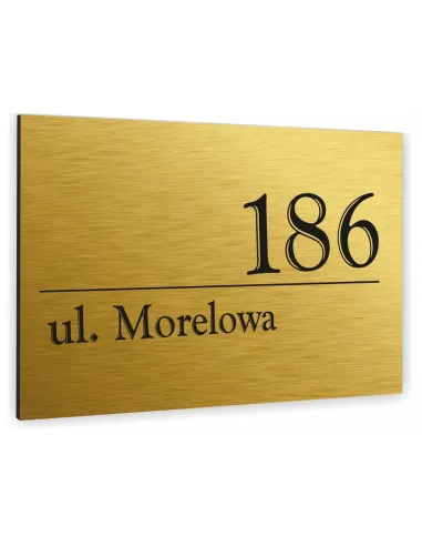 NUMER NA BUDYNEK dom Tabliczka INOX kolor złoty ALUMINIUM 3D 40x30 cm dibond