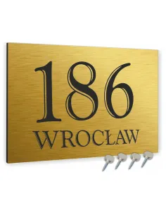 Tabliczka Nr DOMU Tablica ADRESOWA ALUMINIUM 40x30 cm dibond złota