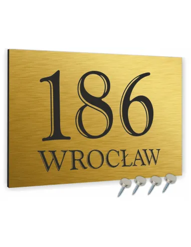 Tabliczka Nr DOMU Tablica ADRESOWA ALUMINIUM 40x30 cm dibond złota