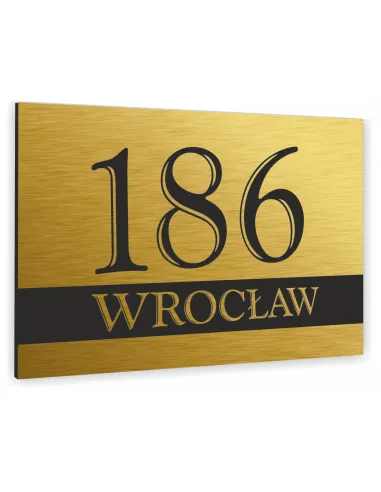 Tabliczka adresowa złota z numer domu NAZWA ULICY 40x30 dibond