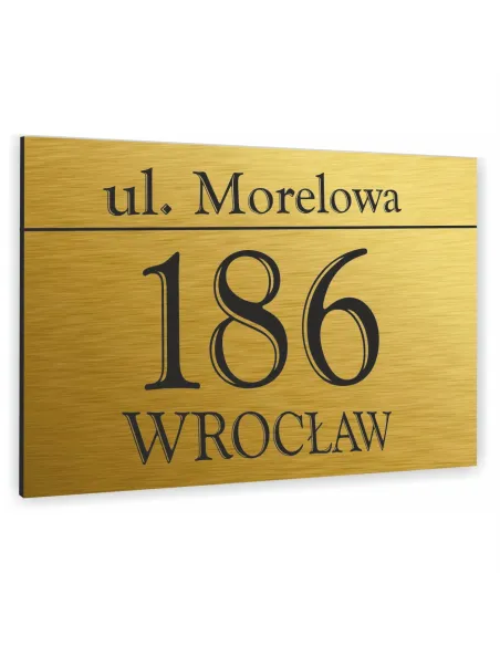 Tablica ALUMINIOWA adresowa Tabliczka Numer Domu złota 40x30 dibond