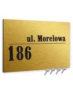 METALOWA złota TABLICA ADRESOWA NAZWA ULICY ALUMINIUM 3D 40x30cm dibond