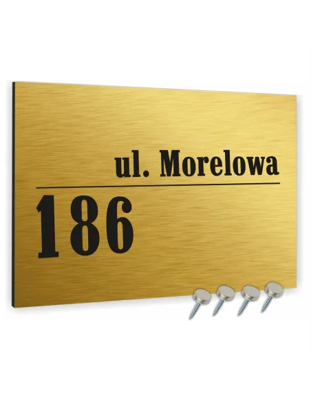 METALOWA złota TABLICA ADRESOWA NAZWA ULICY ALUMINIUM 3D 40x30cm dibond