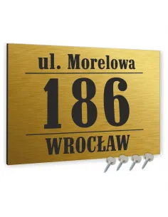 TABLICA ADRESOWA z numerem domu DIBOND złota 40x30 cm