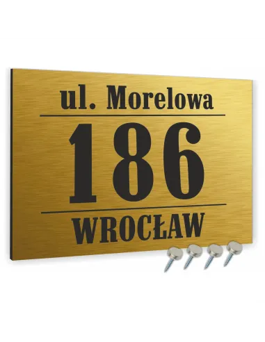 TABLICA ADRESOWA z numerem domu DIBOND złota 40x30 cm
