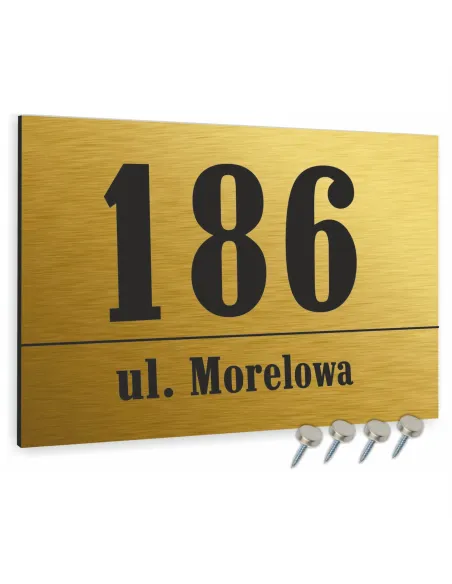 Tabliczka adresowa złota Dibond  40x30 cm