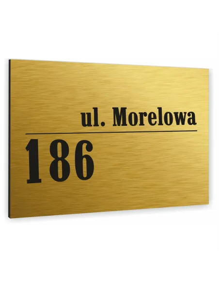 METALOWA złota TABLICA ADRESOWA NAZWA ULICY ALUMINIUM 3D 40x30cm dibond