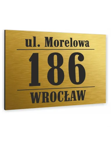 TABLICA ADRESOWA z numerem domu DIBOND złota 40x30 cm