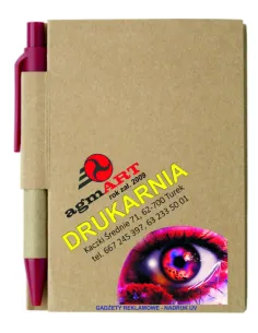 Eco notesy reklamowe z długopisem z nadrukiem 50 szt