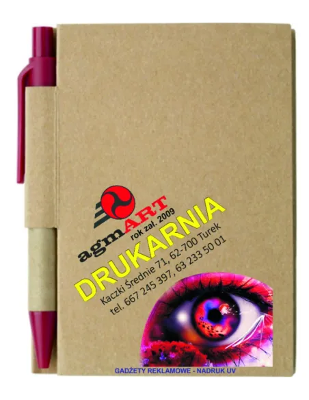Eco notesy reklamowe z długopisem z nadrukiem 50 szt