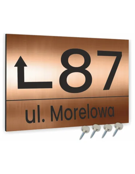 Tabliczka Tablica ADRESOWA ALUMINIOWA z wkrętami miedziana dibond 20x15 cm