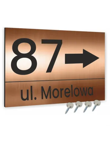 NUMER NA BUDYNEK dom Tabliczka ALUMINIUM miedziane 20x15cm dibond