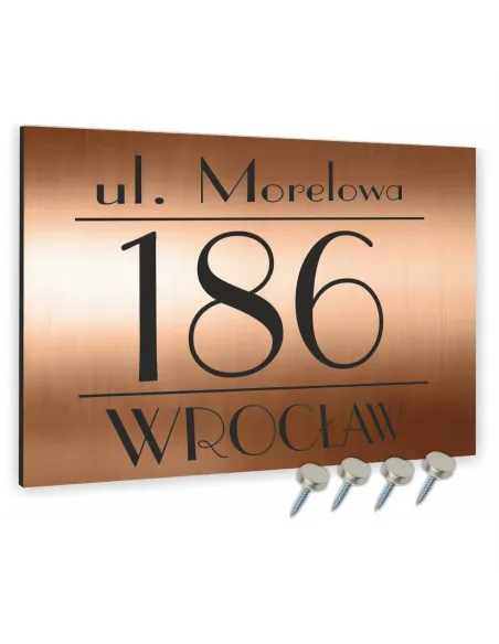 TABLICA ADRESOWA METAL NUMER DOMU POSESJI dibond miedziana 20x15 cm