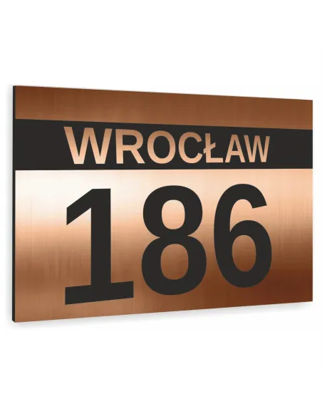 Tabliczka ADRESOWA ALUMINIOWA Tablica NUMER DOMU kolor miedziany dibond 20x15 cm