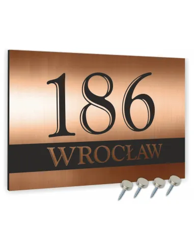 Tabliczka ADRESOWA ALUMINIOWA Tablica NUMER DOMU 15x20 dibond miedziana