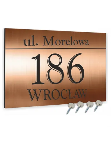 Tabliczka Nr DOMU Tablica ADRESOWA ALUMINIUM 20x15 cm dibond miedziana