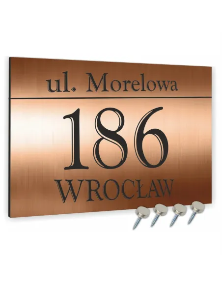 Tabliczka Nr DOMU Tablica ADRESOWA ALUMINIUM 20x15 cm dibond miedziana