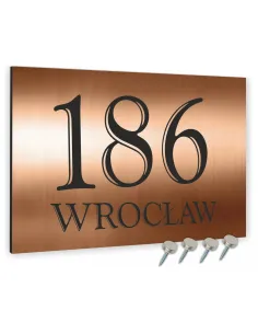 NUMER NA BUDYNEK dom Tabliczka ALUMINIUM 3D miedziana 20x15cm dibond