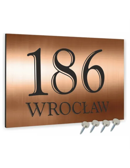 NUMER NA BUDYNEK dom Tabliczka ALUMINIUM 3D miedziana 20x15cm dibond