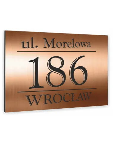 Tabliczka adresowa miedziana z numer domu NAZWA ULICY 15x20 dibond