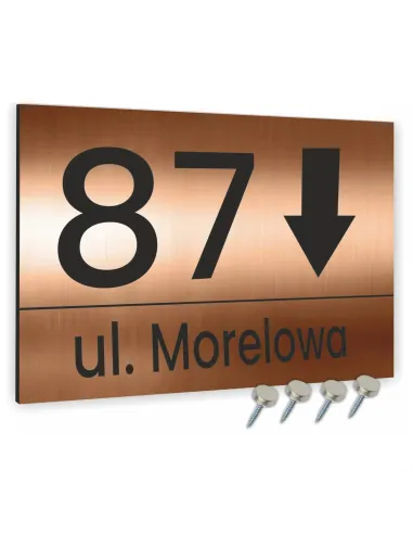 Tabliczka Tablica ADRESOWA ALUMINIOWA KIERUNKOWA miedziana 20x30 cm dibond