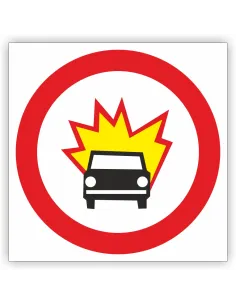 Znak drogowy Tablica informacyjna B13 Zakaz wjazdu pojazdów z materiałami wybuchowymi lub łatwo zapalnymi - znak zakazu 60x60 cm