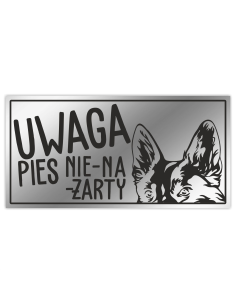 Uwaga ZŁY PIES Tabliczka z imieniem psa nierdzewna