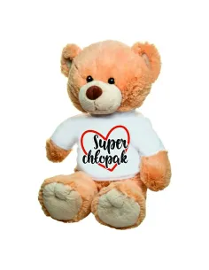 PLUSZOWY jasnobrązowy MIŚ z koszulką PREZENT na walentynki HAFT