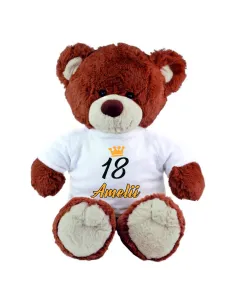 PLUSZOWY MIŚ brązowy z koszulką personalizacja PREZENT na osiemnastkę 18 urodziny HAFT + imię