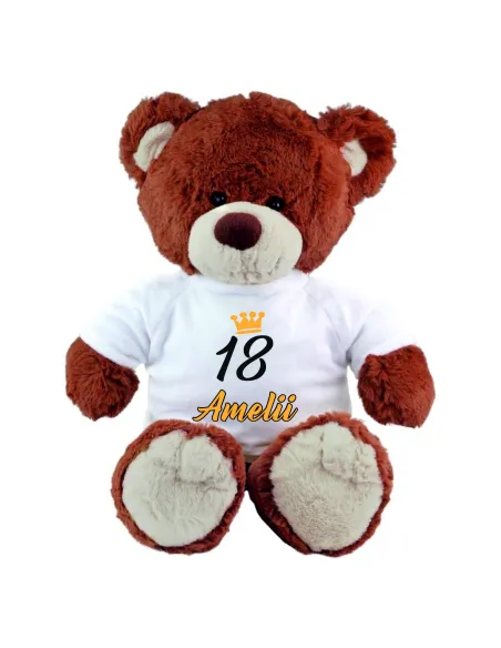 PLUSZOWY MIŚ brązowy z koszulką personalizacja PREZENT na osiemnastkę 18 urodziny HAFT + imię
