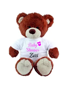 PLUSZOWY MIŚ brązowy z koszulką personalizacja PREZENT na babyy shower HAFT + imię