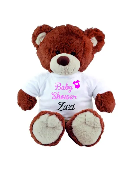 PLUSZOWY MIŚ brązowy z koszulką personalizacja PREZENT na babyy shower HAFT + imię