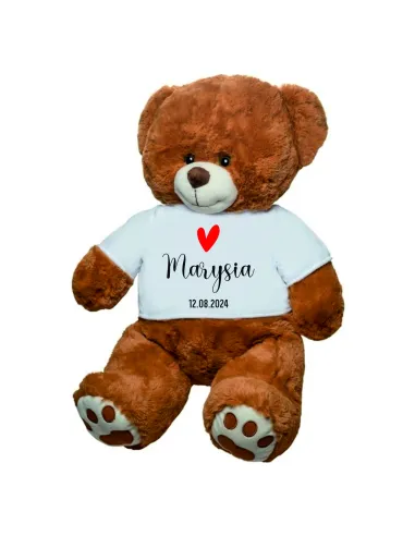 PLUSZOWY MIŚ brązowy z koszulką Z HAFTEM prezent dla dziecka z imieniem datą