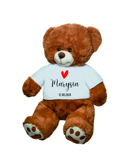 PLUSZOWY MIŚ brązowy z koszulką Z HAFTEM prezent dla dziecka z imieniem datą