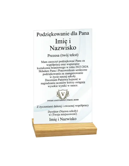 STATUETKA z twoim nadrukiem PODZIĘKOWANIA GRATULACJE TWÓJ TEKST plexi 25 cm