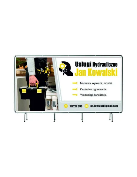 BANER REKLAMOWY 100x200cm  projekt gratis plandeka USŁUGI HYDRAULICZNE