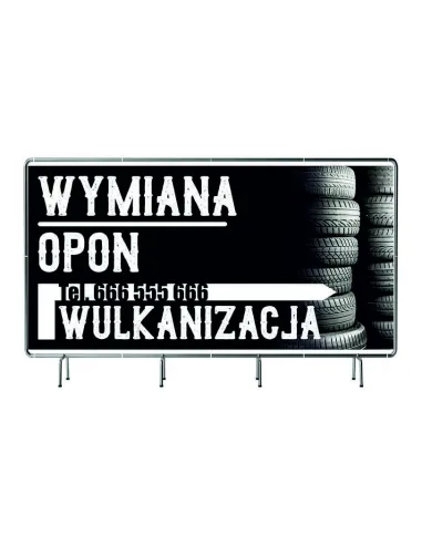 BANER REKLAMOWY 100x50cm  projekt gratis plandeka WYMIANA OPON WULKANIZACJA