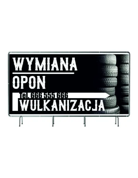 BANER REKLAMOWY 100x50cm  projekt gratis plandeka WYMIANA OPON WULKANIZACJA