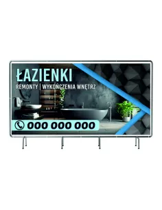 BANER REKLAMOWY 130x80cm projekt gratis plandeka ŁAZIENKI REMONTY WYKOŃCZENIA