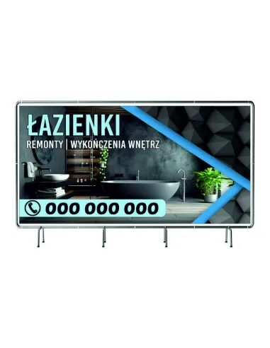 BANER REKLAMOWY 130x80cm projekt gratis plandeka ŁAZIENKI REMONTY WYKOŃCZENIA