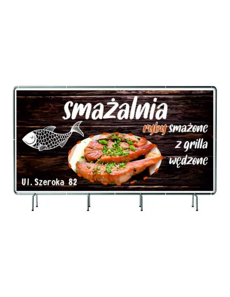BANER REKLAMOWY 130x80cm duży wybór wzorów SMAŻALNIA RYBY z grilla wędzone pieczone