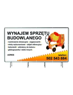 BANER REKLAMOWY 100x50cm  projekt gratis plandeka WYNAJEM SPRZĘTU BUDOWLANEGO
